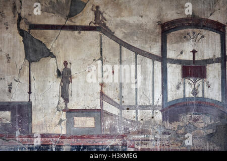 Le rovine romane, i corpi e gli affreschi di Ercolano vicino a Pompei, Italia Foto Stock