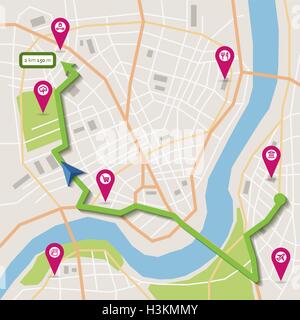 Città del vettore di spostamento della mappa Illustrazione Vettoriale