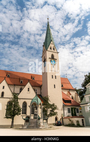 Gotica di St. Mang Chiesa un St. Mang square, Kempten, Algovia, Baviera, Germania Foto Stock