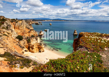 Camilo spiaggia Praia do Camilo vicino a Lagos, Algarve, PORTOGALLO Foto Stock