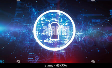 Toppa di chiave. Internet Security concetto su una Cyber sfondo. Foto Stock