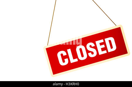 Vintage segno chiuso su sfondo bianco. Concetto. Foto Stock