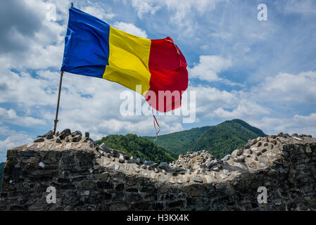 Il castello di Poenari anche chiamato Cittadella Poenari sull altopiano del Monte Cetatea, Romania, uno dei principali fortezza di Vlad III Impalatore Foto Stock