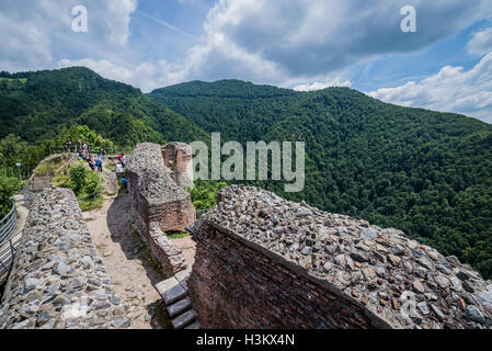 Il castello di Poenari anche chiamato Cittadella Poenari sull altopiano del Monte Cetatea, Romania, uno dei principali fortezza di Vlad III Impalatore Foto Stock