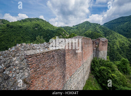 Il castello di Poenari anche chiamato Cittadella Poenari sull altopiano del Monte Cetatea, Romania, uno dei principali fortezza di Vlad III Impalatore Foto Stock