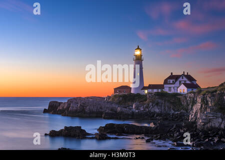 Portland Head Light in Cape Elizabeth, Maine, Stati Uniti d'America. Foto Stock