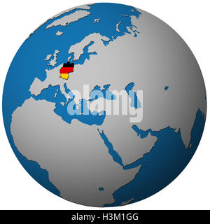 In Germania il territorio con bandiera sulla mappa del mondo Foto Stock