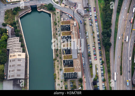 Veduta aerea del porto interno Ruhrort, Duisburg, Germania, Innenhafen, Foto Stock