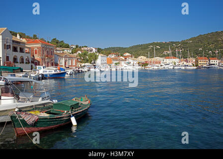 Vista panoramica del porto di Gaios Paxos ISOLE IONIE Grecia Foto Stock