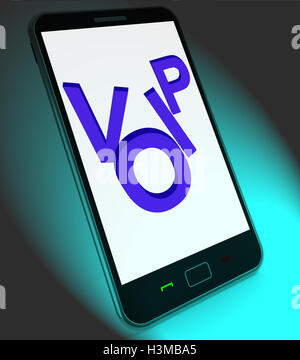 Voip su Mobile mostra il protocollo Voice Over Internet Protocol o telefono IP Foto Stock