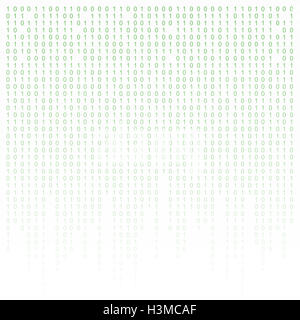 Codice binario verde e Sfondo bianco con cifre sullo schermo. Algorithm , dati , la codifica di decifratura, la riga di matrice. Foto Stock