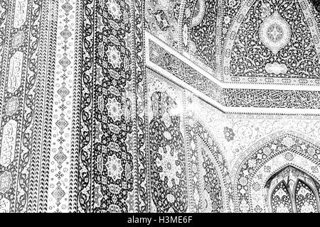 In Iran la sfocatura mausoleo Islamico architettura antica moschea mosaico Foto Stock