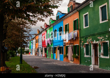 Case colorate nell'isola di Burano, a Venezia. Foto Stock