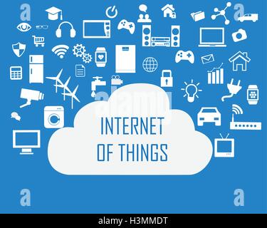 Internet delle cose concetto e la tecnologia di cloud computing Smart Home Tecnologia Internet concetto di networking. Internet delle cose Illustrazione Vettoriale
