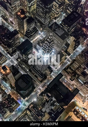 Vista aerea da un elicottero di Midtown, Chrysler Building di New York, Stati Uniti d'America Foto Stock