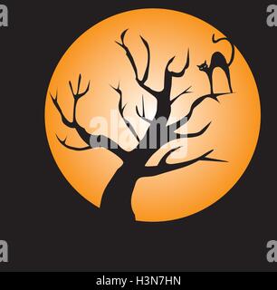 Illustrazione vettoriale di un gatto nella struttura int arancione chiaro di luna Illustrazione Vettoriale