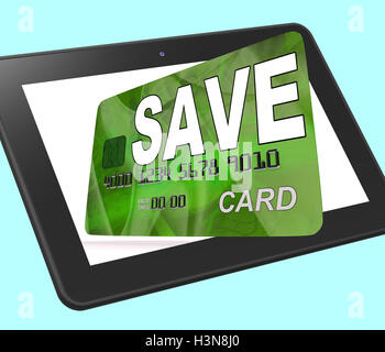 Risparmiare carta bancaria calcolato significa mettere da parte denaro in un risparmio Foto Stock