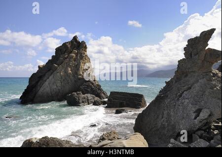 Sicilia (Italia), Capo d'ORLANDO (Messina), le rocce del capo Foto Stock