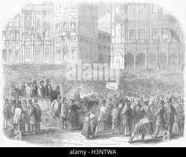 Belgio elezioni belga hotel De Ville, Bruxelles 1857. Tempi illustrato Foto Stock