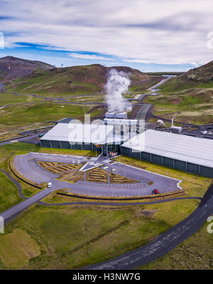 Hellisheidi Centrale geotermica, Islanda Foto Stock