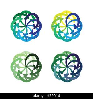 Set di vettore frecce colorate schema circolare su sfondo bianco Illustrazione Vettoriale