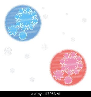 Inverno biglietto di auguri con il simbolo del fiocco di neve e cerchio punti forma. Anno nuovo, Natale sfondo astratto. Illustrazione Vettoriale
