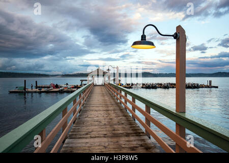 Il Dock al pittore's Lodge, Campbell River, Isola di Vancouver, British Columbia, Canada Foto Stock