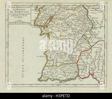 "Partie Meridionale du royaume de Portugal'. VAUGONDY. Algarve Alentejo 1749 mappa Foto Stock