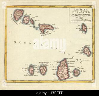 'Les Isles du Cap-Verd' di Robert de Vaugondy. Cabo Isole di Capo Verde 1749 mappa Foto Stock