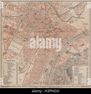 TORINO Torino città antica città del piano urbanistico di pianoforte. Italia mappa 1903 Foto Stock