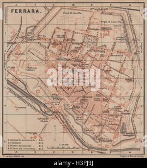 FERRARA Città antica città del piano urbanistico di pianoforte. Italia mappa 1903 vecchio Foto Stock