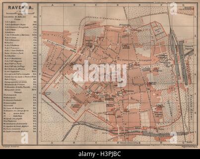 RAVENNA città antica città del piano urbanistico di pianoforte. Italia mappa 1903 vecchio Foto Stock