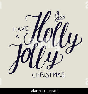 La calligrafia di natale. holly jolly. Foto Stock