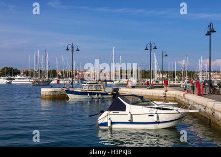 Il porto nel piccolo porto di Cittanova sulla costa occidentale della penisola istriana in Croazia in Europa orientale. Foto Stock