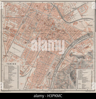 TORINO Torino città antica città del piano urbanistico di pianoforte. Italia mappa 1906 Foto Stock