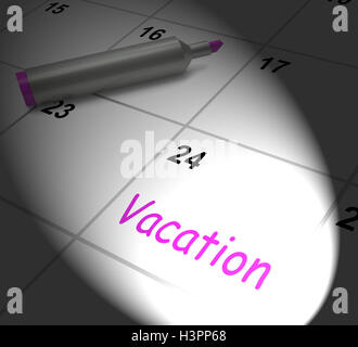 Calendario vacanze Visualizza giornata di lavoro o di vacanza Foto Stock