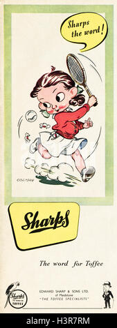 Anni Cinquanta spot pubblicitari originali dalla vecchia rivista vintage datato 1952 pubblicità per stacciature toffee Foto Stock