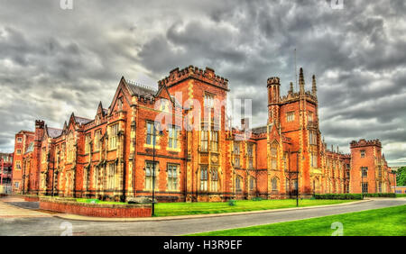 Vista della Queen's University di Belfast - Irlanda del Nord Foto Stock