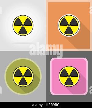 Segno di radiazione icone piatta illustrazione vettoriale isolato su sfondo Illustrazione Vettoriale