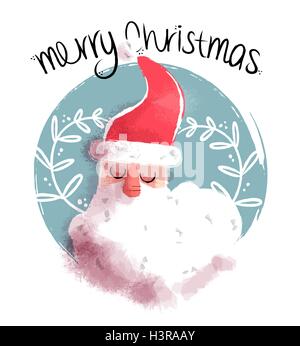 Carino disegnato a mano illustrazione di Natale di santa claus faccia sulla decorazione ornamentale sfondo. EPS10 vettore. Illustrazione Vettoriale