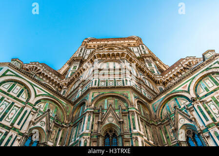 Facciata di marmo colorato, il Duomo di Firenze e il Duomo di Santa Maria del Fiore, Firenze, Toscana, Italia Foto Stock