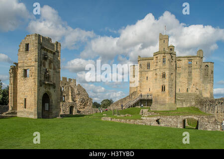 Il castello di Warkworth, Northumberland, Inghilterra Foto Stock