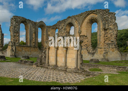 Rovine di Bylands Abbey, Coxwold, nello Yorkshire, Inghilterra Foto Stock