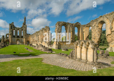 Rovine di Bylands Abbey, Coxwold, nello Yorkshire, Inghilterra Foto Stock