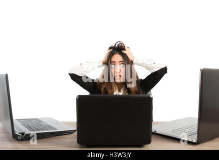 Imprenditrice ha sottolineato durante il lavoro Foto Stock