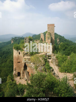 In Germania, in Renania Palatinato, Dahn, rovine di conteggio finale del capostipite, Altdahn, Europa, il Palatinato, Palatino, legno Dahner rock country, luogo di interesse, le rovine del castello, rimane, castelli, distrugge, Altdahn-Grafendahn-Tanstein, tre castello, fortezze di montagna, scogliera di arenaria, architettura Foto Stock