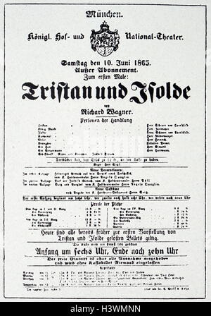 I dettagli dell'opera Tristano e Isotta di Richard Wagner (1813-1883) un compositore tedesco, direttore del teatro, polemista e conduttore. Datata del XIX secolo Foto Stock