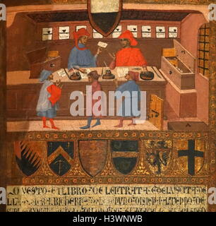 Coperchio per un libretto di conto dalla bottega di Paolo di Giovanni Fei (1345-1411) un pittore di scuola senese. Datato xiv secolo Foto Stock