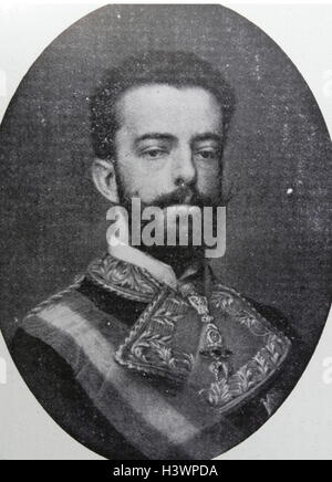 Amadeo I (Italiano Amedeo, talvolta anglicizzato come Amadeus) (30 maggio 1845 - 18 gennaio 1890) era il solo Re di Spagna dalla Casa di Savoia. Egli era il secondo figlio del Re Vittorio Emanuele II di Italia ed è stato conosciuto per la maggior parte della sua vita come il Duca d'Aosta, ma regnò brevemente come Re di Spagna dal 1870 al 1873 Foto Stock