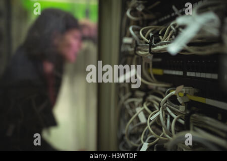 Close-Up di montato su rack server Foto Stock